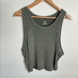 Aerie Green Sleeveless Crop Tank Top